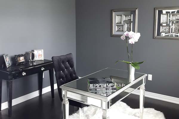 Grey walls painted dinning room